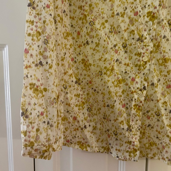 J. Crew Women's Sz S White Cotton Boho Blouse W/ Yellow Purple Pink Accents - Picture 3 of 16